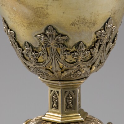 Chalice By :  Billaux-Grossé  style Gothic - Style en Full - Silver / Silver Marks Present, Bruxelles - Belgium  19 th century