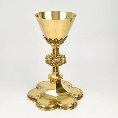 Chalice Expected Soon ! style Gothic - Style en Silver 800 / 1000, Belgium  19 th century