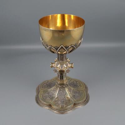 Chalice Silversmith : W.N.M. Van Hooft (1897-1918) style Gothic Style en Silver / Stones, 'S-Hertogenbosch / Netherlands  19th Century