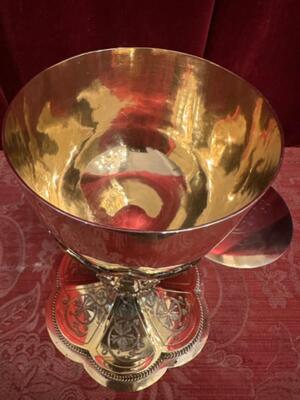 Chalice Silversmith : W.N.M. Van Hooft (1897-1918)  style Gothic - Style en Full - Silver / Silver Marks Present / Polished & Varnished,  'S-Hertogenbosch / Netherlands 19 th century ( Anno 1865 )