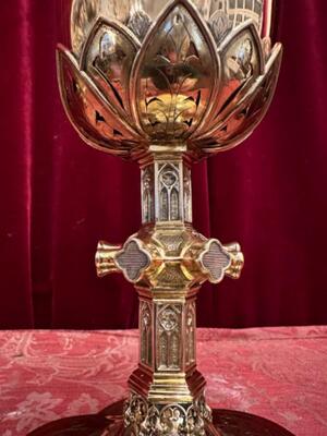 Chalice Silversmith : W.N.M. Van Hooft (1897-1918)  style Gothic - Style en Full - Silver / Silver Marks Present / Polished & Varnished,  'S-Hertogenbosch / Netherlands 19 th century ( Anno 1865 )