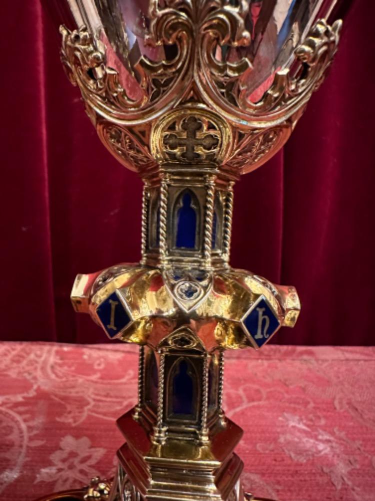 1 Gothic - Style Chalice With Original Paten. Multiple Diamonds On The Base !