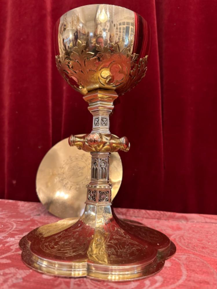 1 Gothic - Style Chalice With Original Paten. Signed By J.O Roosmalen & Zn