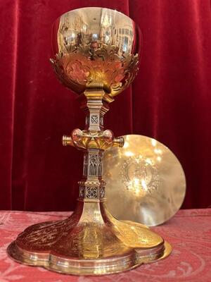 1 Gothic - Style Chalice With Original Paten. Signed By J.O Roosmalen & Zn