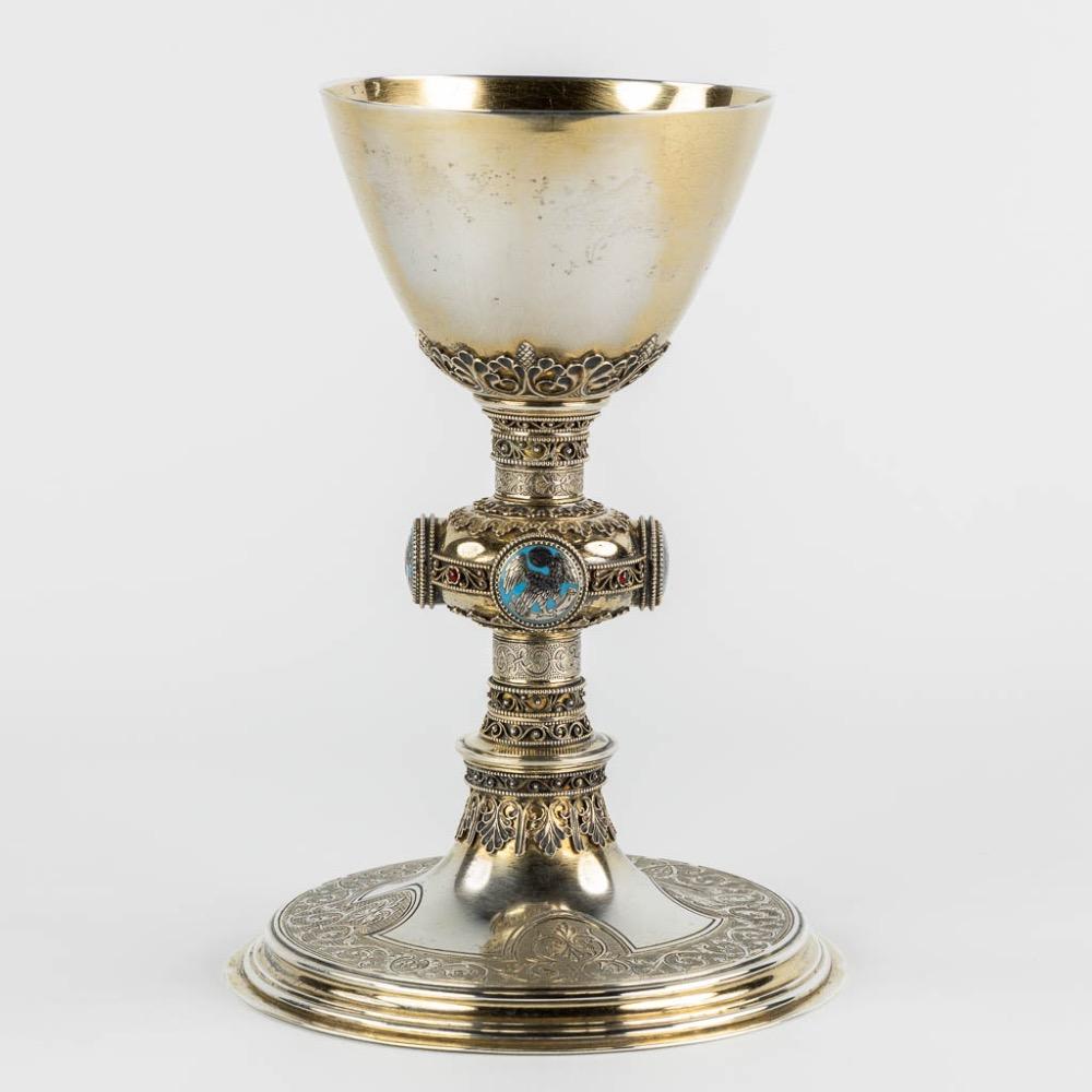 1 Gothic - Style Chalice With Original Paten & Spoon.