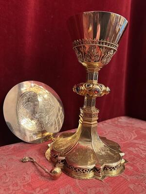 Chalice With Original Paten & Spoon By J. Van Roosmalen & Zn Utrecht style Gothic - Style en Full - Silver / Silver Marks Present, Utrecht Netherlands 19 th century ( Anno 1885 )