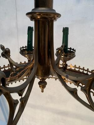 Chandelier style Gothic - style en Brass, Belgium 19th century ( anno 1890 )