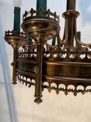 Chandelier style Gothic - style en Brass, Belgium 19th century ( anno 1890 )