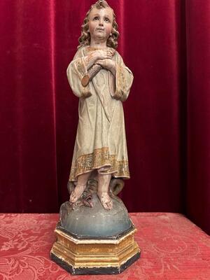 Child Jesus Sculpture style Gothic - Style en Wood / Glass Eyes, Spain 19 th century ( Anno 1885 )