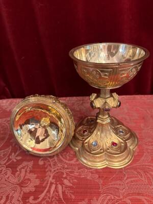 Ciborium style Gothic - Style en Brass / Gilt / Stones, Belgium  19 th century ( Anno 1878 )