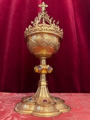 Ciborium style Gothic - Style en Brass / Gilt / Stones, Belgium  19 th century ( Anno 1878 )