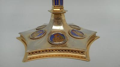 Ciborium  style Gothic - Style en Full Silver Cuppa / Brass Gilt / Enamel, Belgium 19 th century