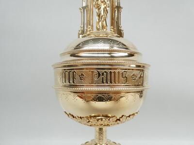 Ciborium By: Bourdon  style Gothic - Style en Full - Silver, Gent - Belgium 19 th century ( Anno 1865 )