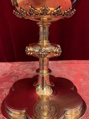 Ciborium Stamped: Bourdon style Gothic - style en Full Silver / Polished and Varnished, Belgium 19th century ( anno 1890 )