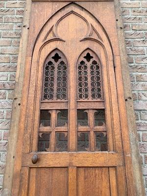 Confessional Door With Frame style Gothic - Style en Oak Wood, Belgium 19th century