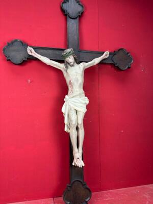 Cross With Corpus Christi  style Gothic - Style en Hand - Carved Wood , Belgium  19 th century