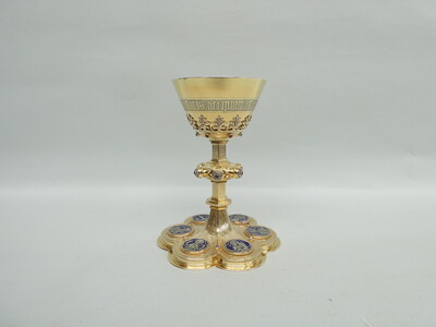 1 Gothic - Style Detail Pictures For Id : 7009294 Exceptional Chalice By Jean - Baptiste Van Damme - Bruges - Belgium With Original Paten, Spoon And Case