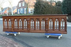 Double Sided Communion Rail style Gothic - style en wood oak, Belgium 19th century