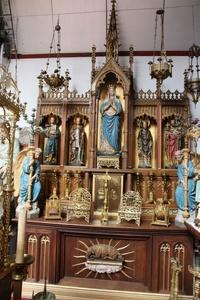 Exceptional Altar style Gothic - style en Oak wood, Belgium 19th century (1870)