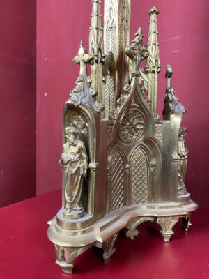 Exceptional Altar -Cross style Gothic - style en Full Bronze Gilt, France 19 th century ( Anno 1865 )