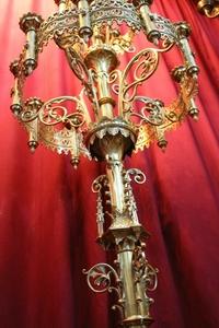 Exceptional Candelabre style Gothic - style en Full - Bronze - Polished and Varnished., France 19th century. 1892.