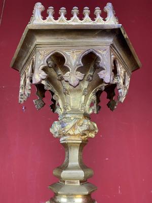 Exceptional Candle Holder. Measures Without Pin. style Gothic - Style en Bronze / Gilt Original Patina, France 19th century ( anno 1875 )