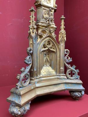 Exceptional Candle Holder. Measures Without Pin. style Gothic - Style en Bronze / Gilt Original Patina, France 19th century ( anno 1875 )