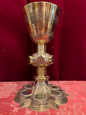 Exceptional Chalice style Gothic - Style en Fully Silver / Enamel, Belgium  19 th century ( Anno 1855 )
