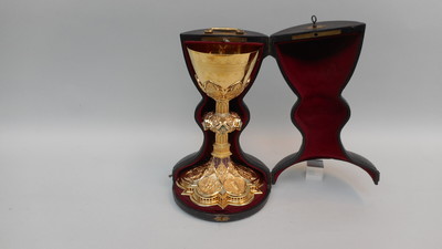 Exceptional Chalice By :  J.J.Dehin  style Gothic - style en Full - Silver / Enamel, Liege - Belgium  19 th century ( Anno 1885 )
