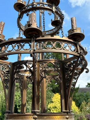 Exceptional Chandelier style Gothic - Style en Bronze, Belgium  19 th century