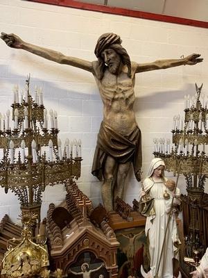 Exceptional Corpus Christi Height 330 Cm ! style Gothic - style en hand-carved wood polychrome, Dutch
