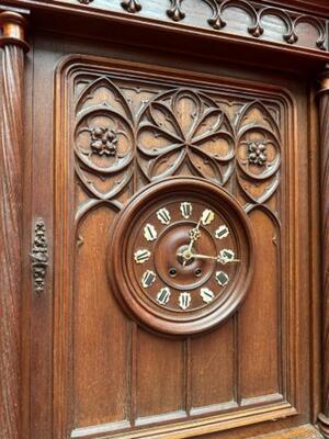 Exceptional Hanging Clock Height 160 Cm. style Gothic - Style en Oak Wood , France 19 th century