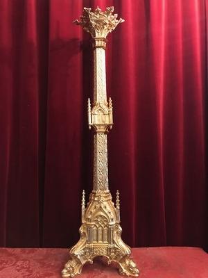 Exceptional Pascal Candle Stick ! Measures: 121 Cm Without Pin. Weight : 12 Kgs style Gothic - style en Bronze / Polished and Varnished, France 19th century ( anno 1875 )