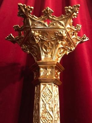Exceptional Pascal Candle Stick ! Measures: 121 Cm Without Pin. Weight : 12 Kgs style Gothic - style en Bronze / Polished and Varnished, France 19th century ( anno 1875 )