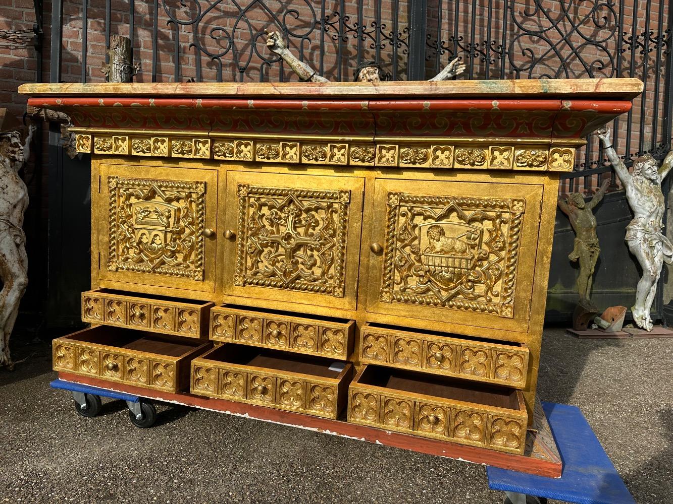 1 Gothic - Style Exceptional Sacristy Cabinet