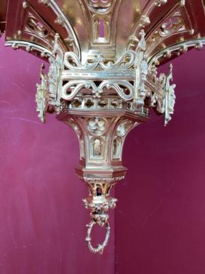 Exceptional Sanctuary Lamp style Gothic - style en Bronze / Polished and Varnished, France 19 th century ( Anno 1875 )