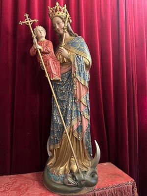 1 Gothic - Style Exceptional St. Mary With Child Sculpture By : Architect Bressers-Blanchaert.