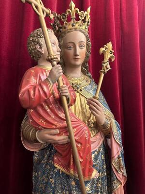 1 Gothic - Style Exceptional St. Mary With Child Sculpture By : Architect Bressers-Blanchaert.