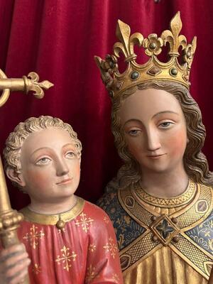 1 Gothic - Style Exceptional St. Mary With Child Sculpture By : Architect Bressers-Blanchaert.