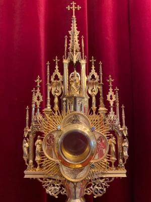 Extreme High Quality Monstrance Made By Brothers Van Roosmalen Vltrajecti ( Utrecht ) Netherlands style Gothic - style en Full - Silver / Stones / Glass, Dutch 19 th century