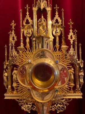 Extreme High Quality Monstrance Made By Brothers Van Roosmalen Vltrajecti ( Utrecht ) Netherlands style Gothic - style en Full - Silver / Stones / Glass, Dutch 19 th century