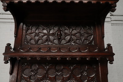 Gothic Credance Cabinet  style Gothic - Style en Walnut wood , France 19 th century ( Anno 1890 )