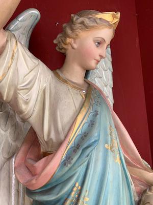 Guardian Angel style Gothic - Style en plaster polychrome, France 19th century ( anno 1875 )