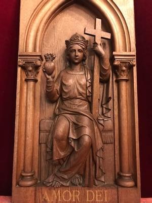 Hand Carved Panel Relief style Gothic - style en hand-carved wood Oak, France 19th century ( anno 1875 )