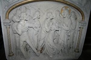 Handcarved Sandstone Panel style Gothic - style en Sandstone, Belgium  19 th century