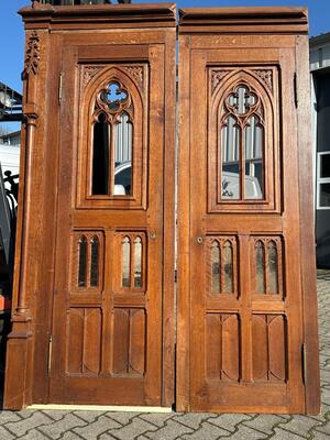 High Quality Confessional Doors style Gothic - Style en Solid - Oak wood, Belgium  19 th century