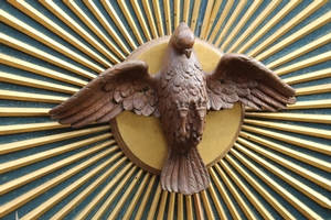 Inner-Part Of Formerly Sounding-Board With Fully Hand-Carved “Holy Spirit”  style Gothic - style en wood / polychrome, Dutch 19th century