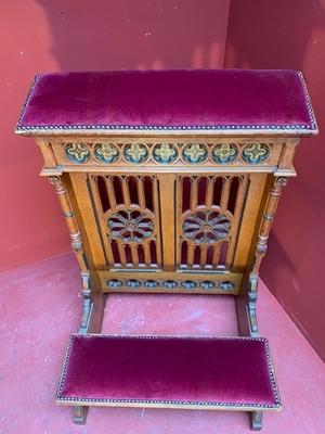 Kneeler Completely & Professionally Refit According To The Traditional Methods And With Original Materials.  style Gothic - style en Oak wood / Red Velvet, Dutch 19th century