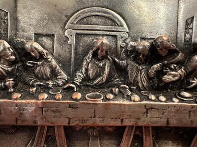 Last Supper Relief style Gothic - Style en Brass / Bronze / Enamel, France 19 th century