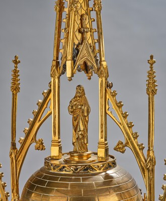 Monstrance  style Gothic - Style en Brass / Bronze / Glass, Belgium  19 th century